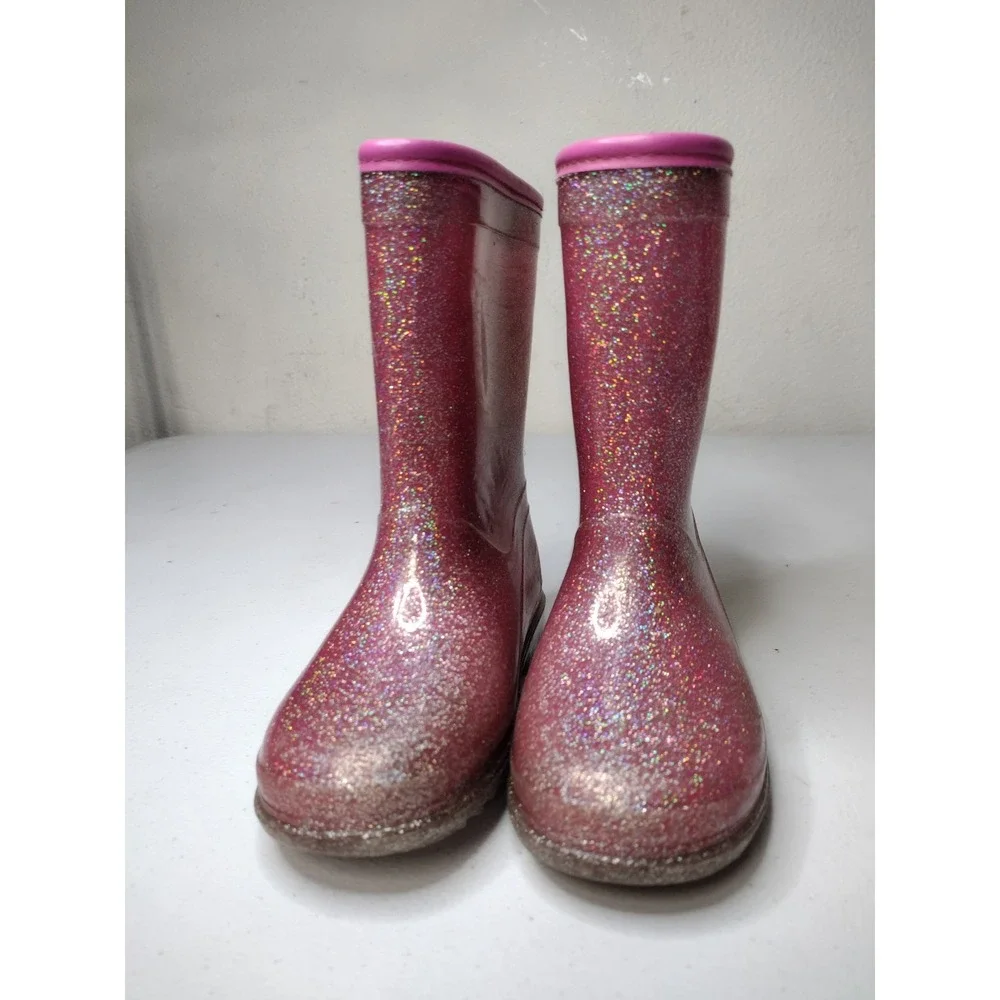 Carters Kids Pink Glitter Rain Boots Waterproof Sparkly Shoes Size 10M
